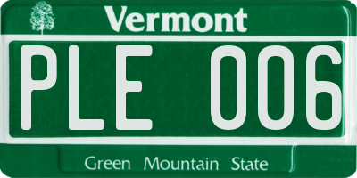 VT license plate PLE006
