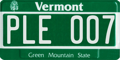 VT license plate PLE007