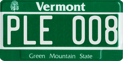 VT license plate PLE008