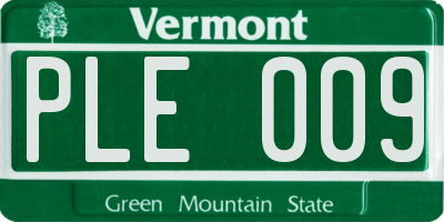 VT license plate PLE009