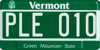 VT license plate PLE010