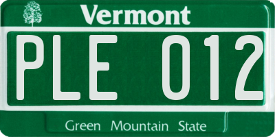 VT license plate PLE012