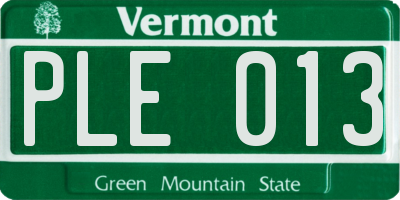 VT license plate PLE013