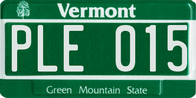 VT license plate PLE015