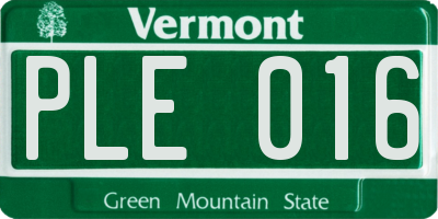 VT license plate PLE016