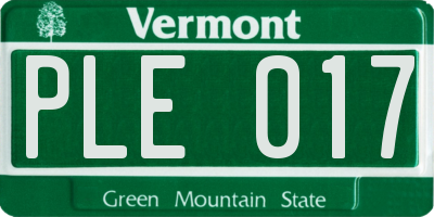 VT license plate PLE017
