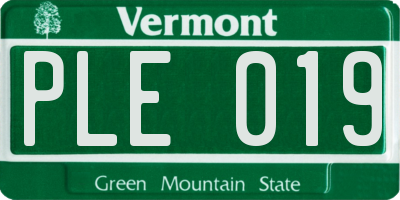 VT license plate PLE019