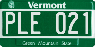VT license plate PLE021