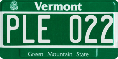VT license plate PLE022