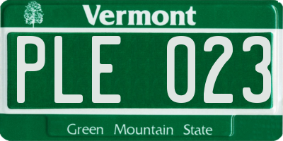 VT license plate PLE023