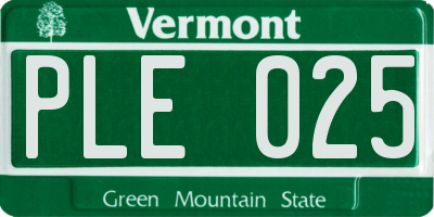 VT license plate PLE025