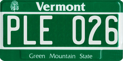 VT license plate PLE026