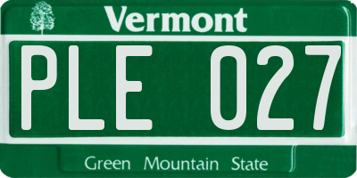 VT license plate PLE027