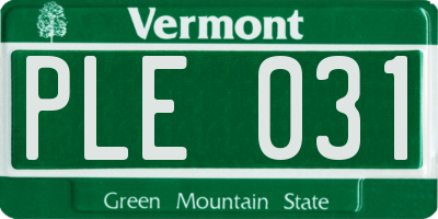 VT license plate PLE031