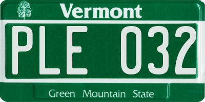 VT license plate PLE032