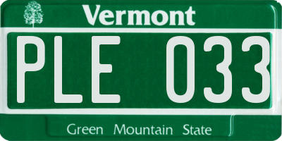 VT license plate PLE033