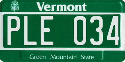 VT license plate PLE034