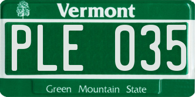 VT license plate PLE035