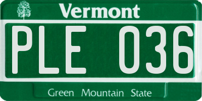 VT license plate PLE036