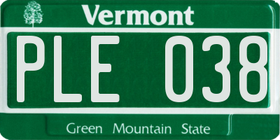 VT license plate PLE038