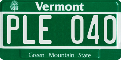 VT license plate PLE040