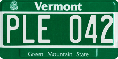 VT license plate PLE042