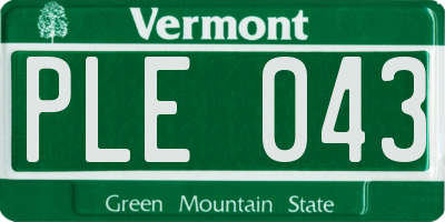 VT license plate PLE043