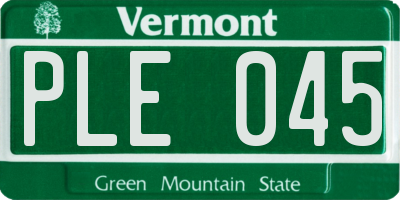 VT license plate PLE045