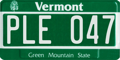 VT license plate PLE047