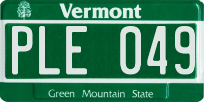 VT license plate PLE049