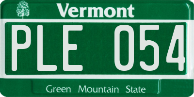 VT license plate PLE054