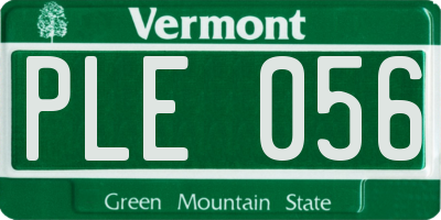 VT license plate PLE056
