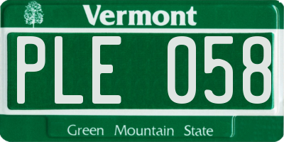 VT license plate PLE058