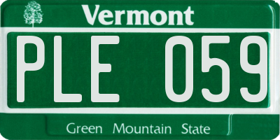 VT license plate PLE059