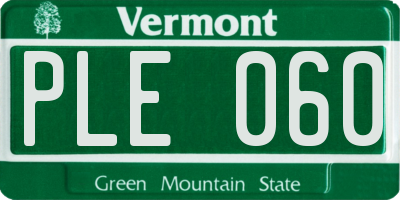 VT license plate PLE060