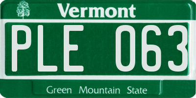 VT license plate PLE063