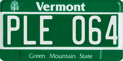 VT license plate PLE064