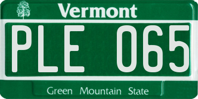 VT license plate PLE065