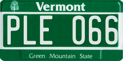 VT license plate PLE066