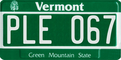 VT license plate PLE067