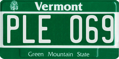 VT license plate PLE069