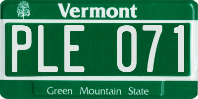 VT license plate PLE071