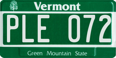 VT license plate PLE072