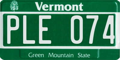 VT license plate PLE074