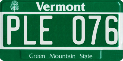 VT license plate PLE076