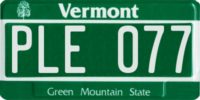 VT license plate PLE077