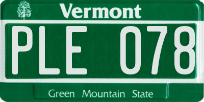 VT license plate PLE078