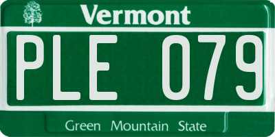 VT license plate PLE079