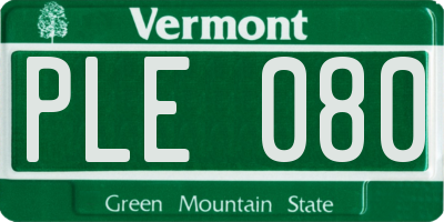 VT license plate PLE080