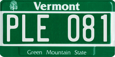 VT license plate PLE081